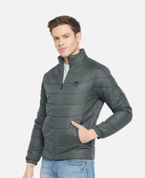 Men Full Sleeve Solid Casual Jacket  With Spread Collar