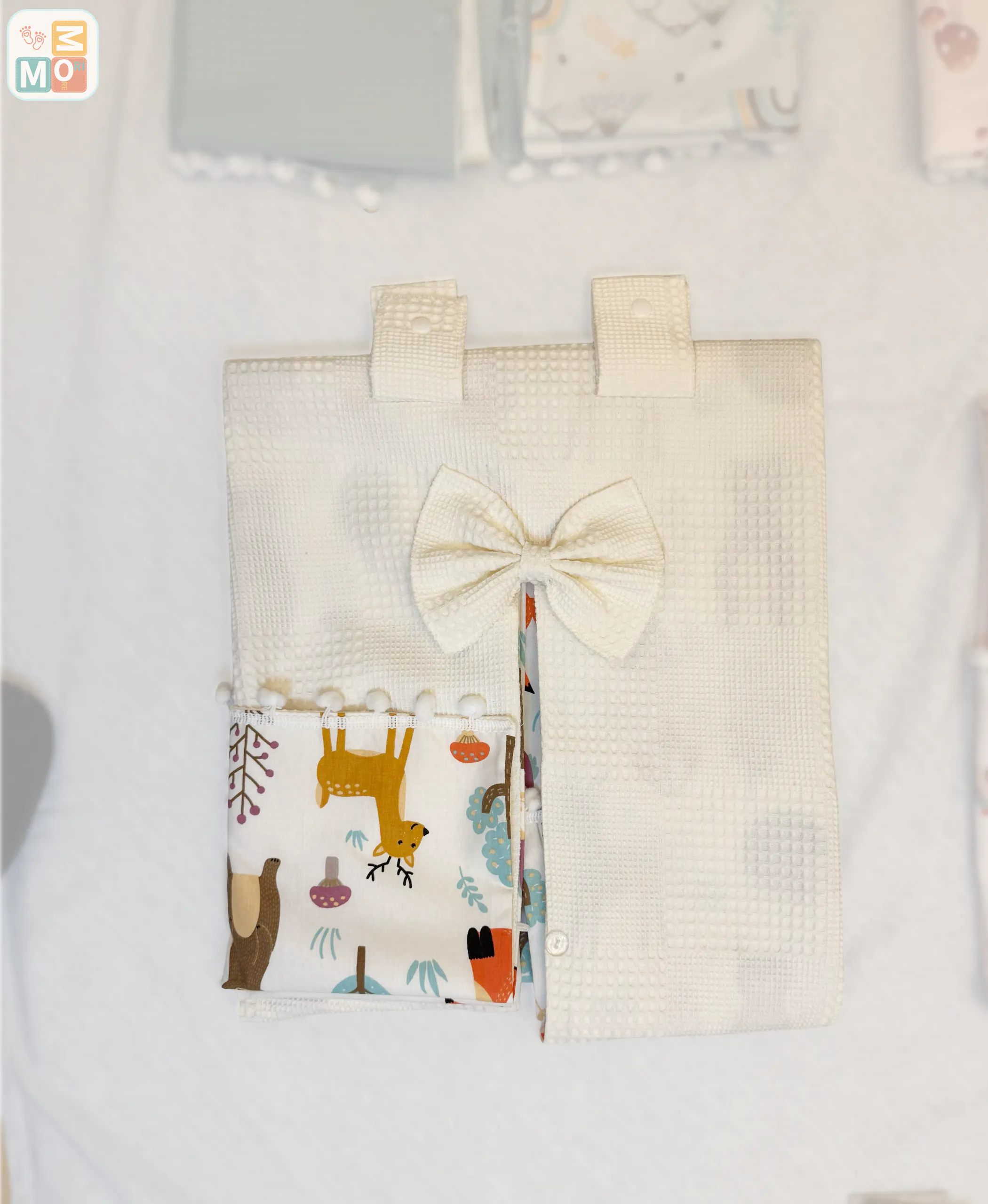 Ivory Cotton Baby Car Seat Cover & Stroller Canopy (Waffle + Poplin) - WF02 - Image 8