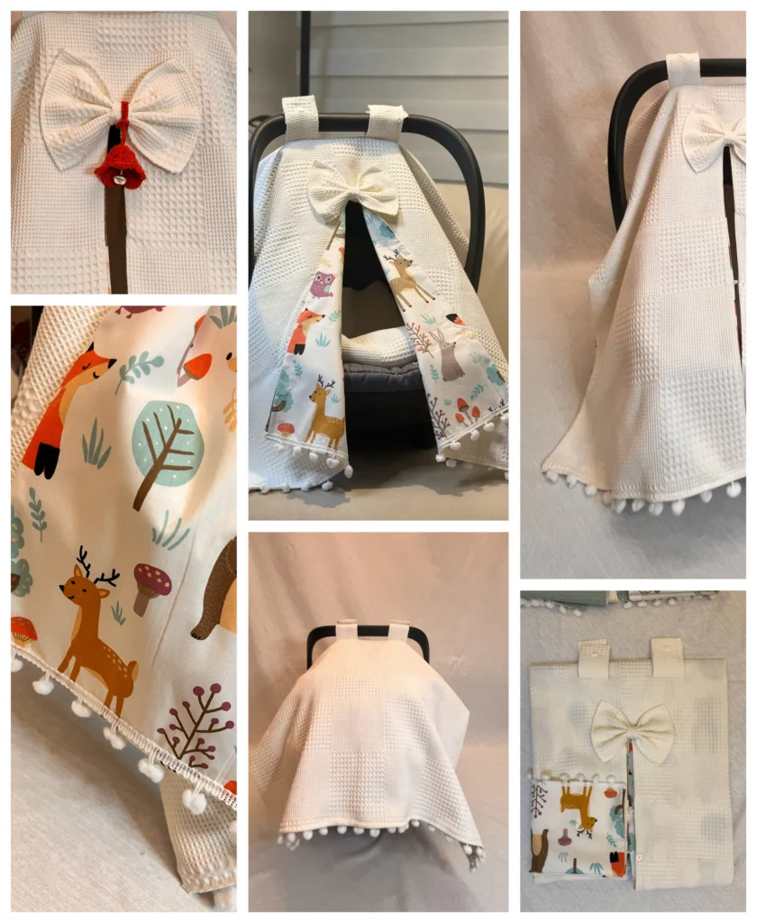 1-etsy-wf-02-krem-8-colaj 188 ivory Baby Car Seat Cover - Canopy cover - WF02