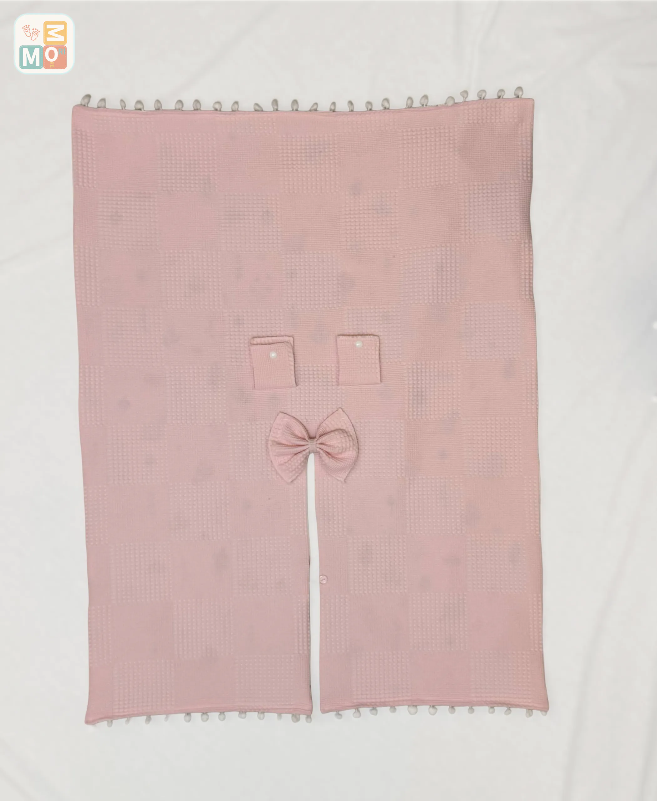 Powder Pink Cotton Baby Car Seat Cover & Stroller Canopy (Waffle + Poplin) ? WF13 - Image 7