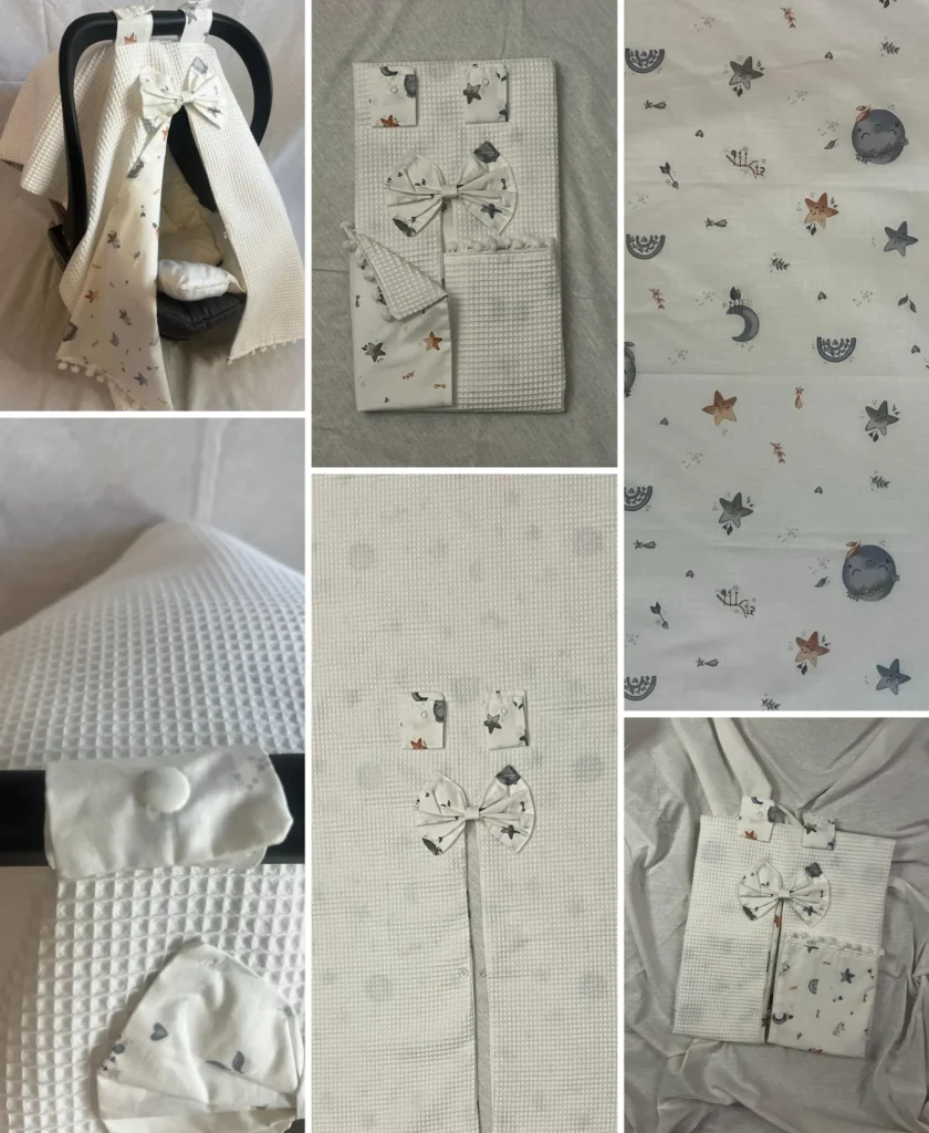 Cream Waffle Cotton Car Seat