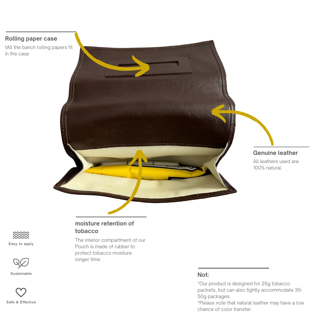 brown leather tobacco pouch vintage rolling tobacco case