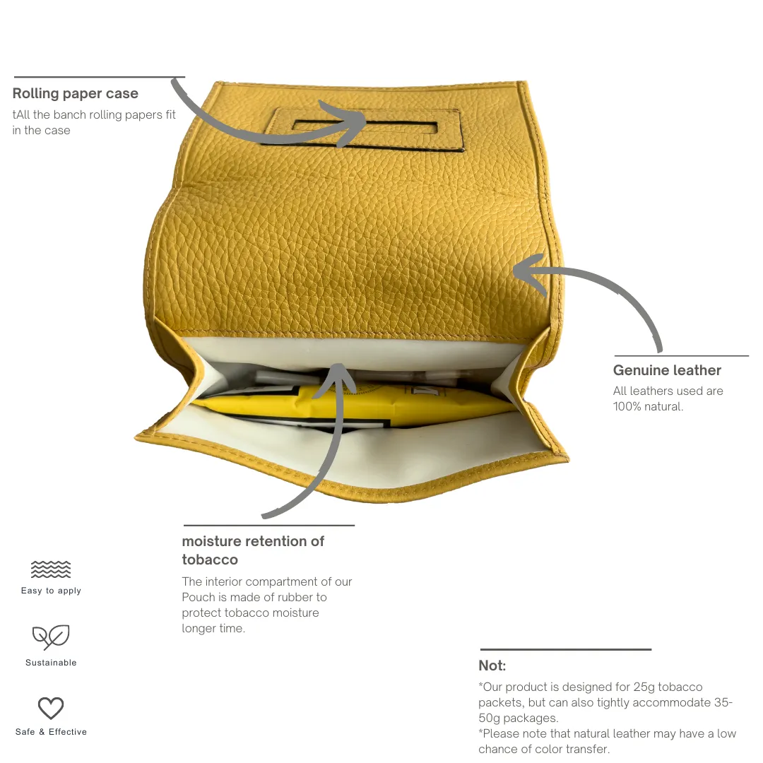 Yellow Genuine Leather Tobacco Pouch