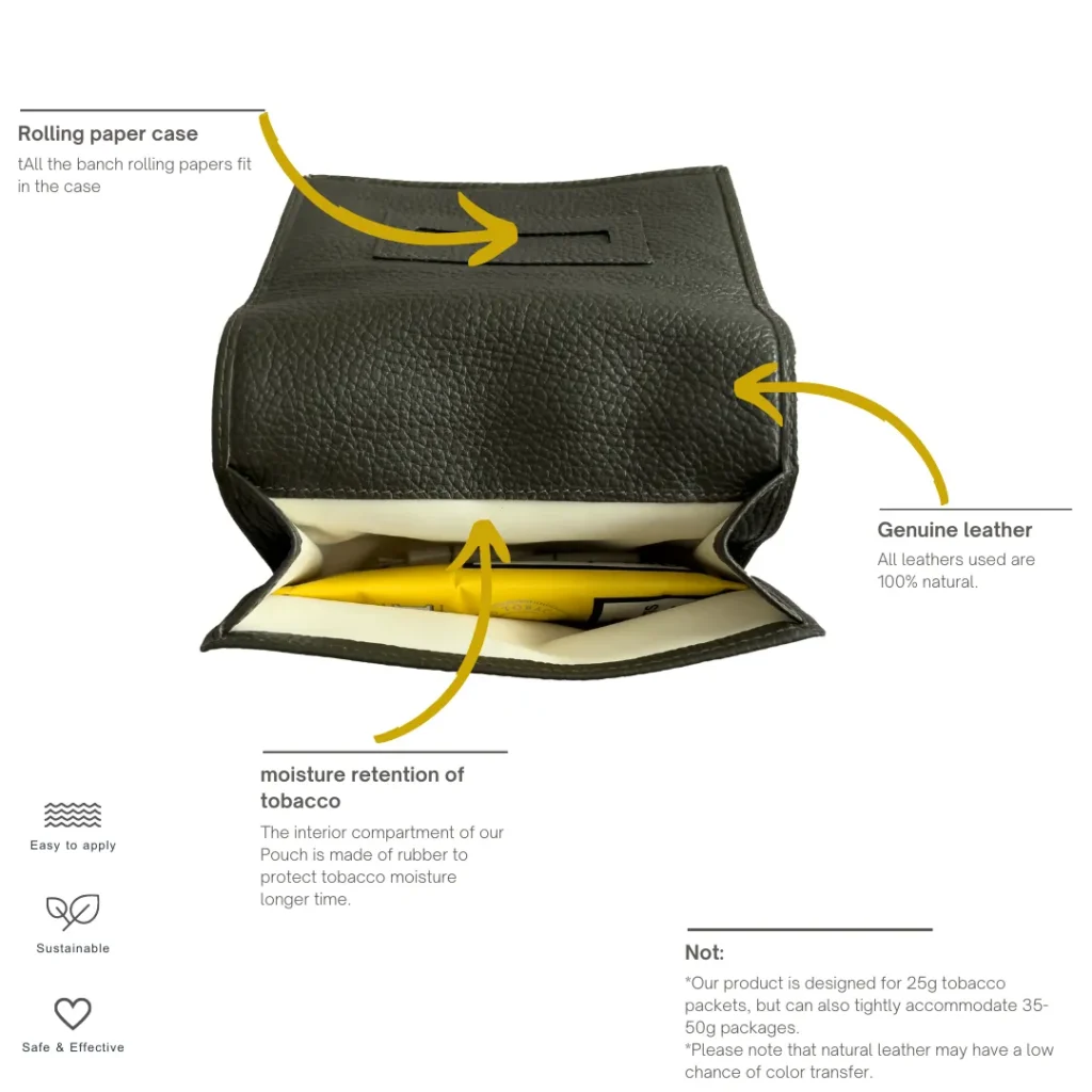 khaki leather tobacco pouch